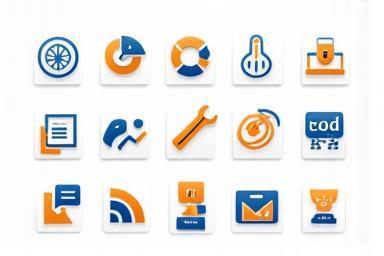 Array of icons representing various content creation tools like design, writing, and scheduling