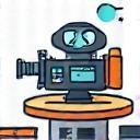 Icon depicting a video camera and film reel for video production
